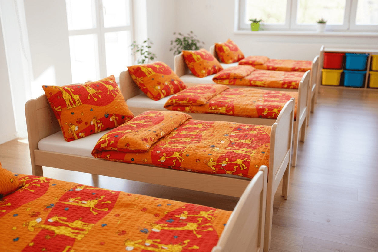 Krepové dětské povlečení do školky „Žirafa oranžová“